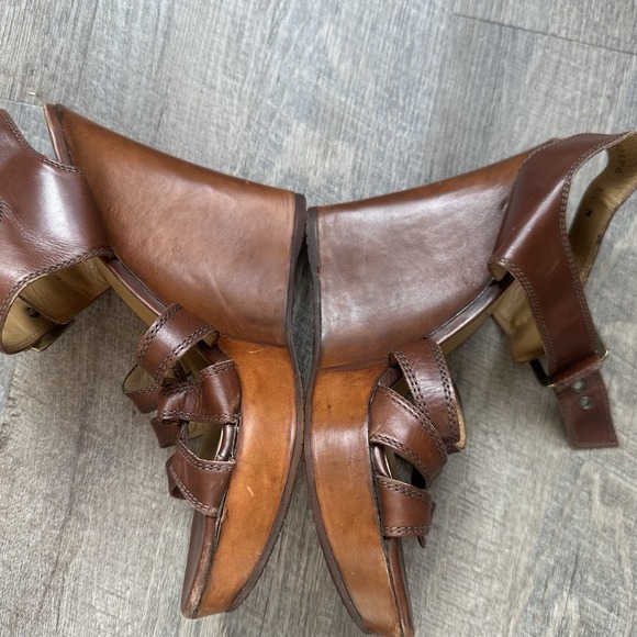 Stuart Weitzman Brown Leather Cork Wedge Sandals Size 7 1 / 2 Women's - Picture 3 of 8